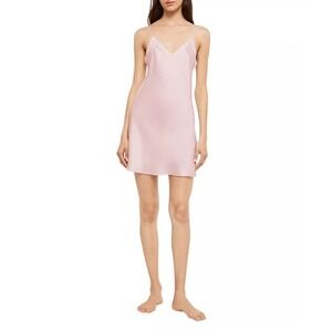 Ginia Silk Chemise Slip Dress in Pink Size Medium